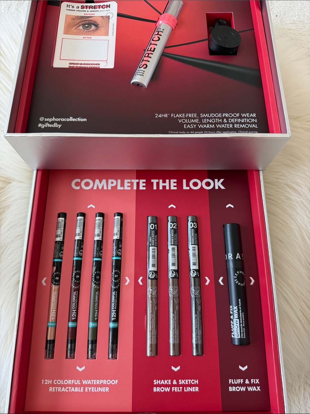 Sephora mascara, eyeliner, brow liner kit